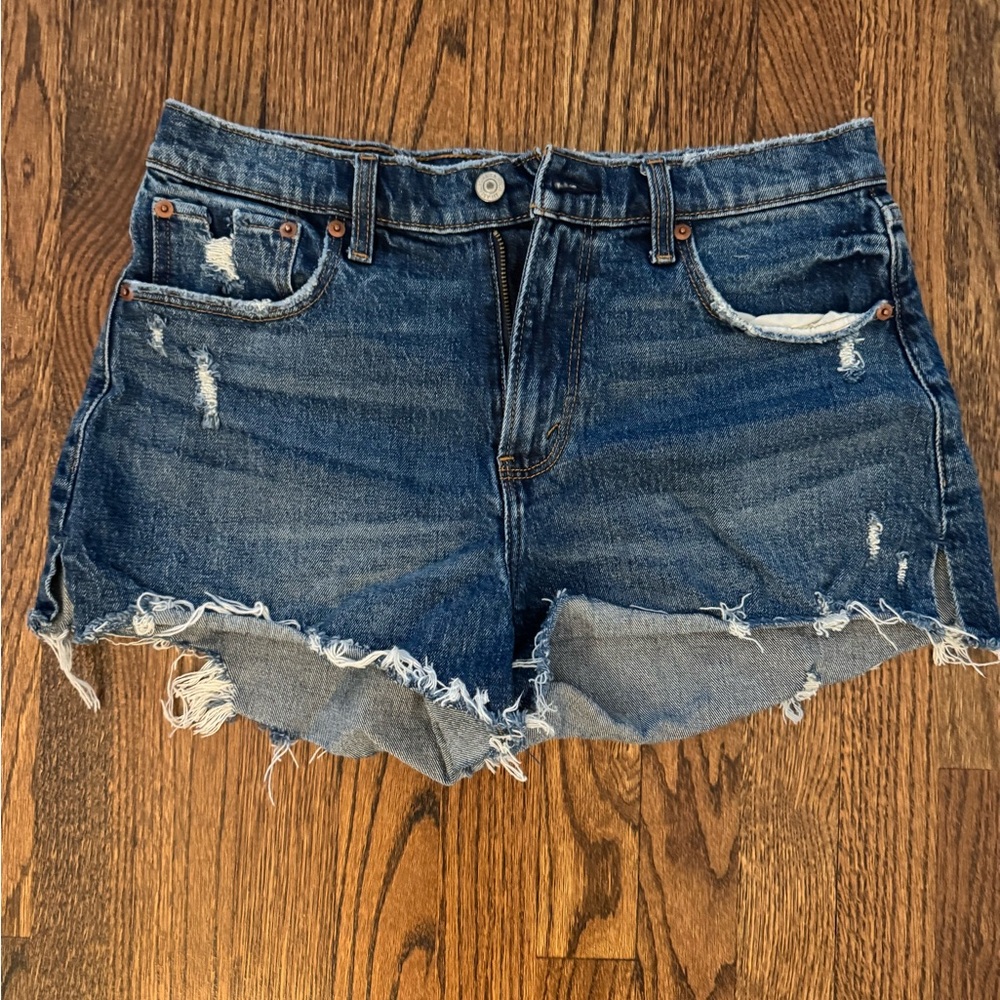 Abercrombie & Fitch Distressed Blue Denim Jean Shorts